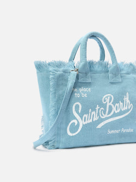 Light blue solid color linen Colette bag