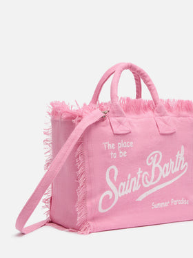 Pink solid color linen Colette bag