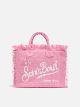 Pink solid color linen Colette bag