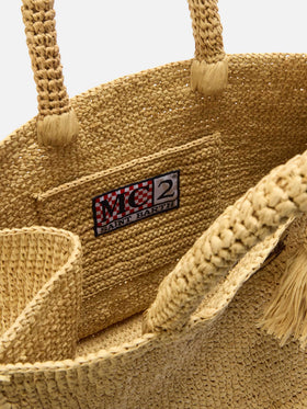 Colette raffia bag with side fringes