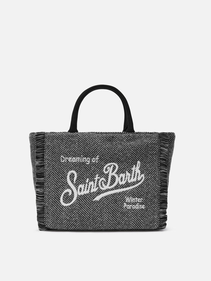 Colette Wool black and grey herringbone bag