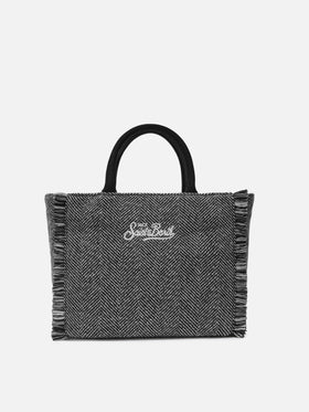 Colette Wool black and grey herringbone bag