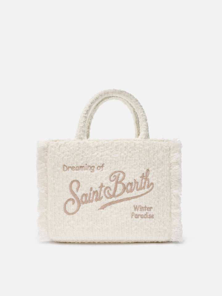 Colette Tweed Handbag in white wool blend