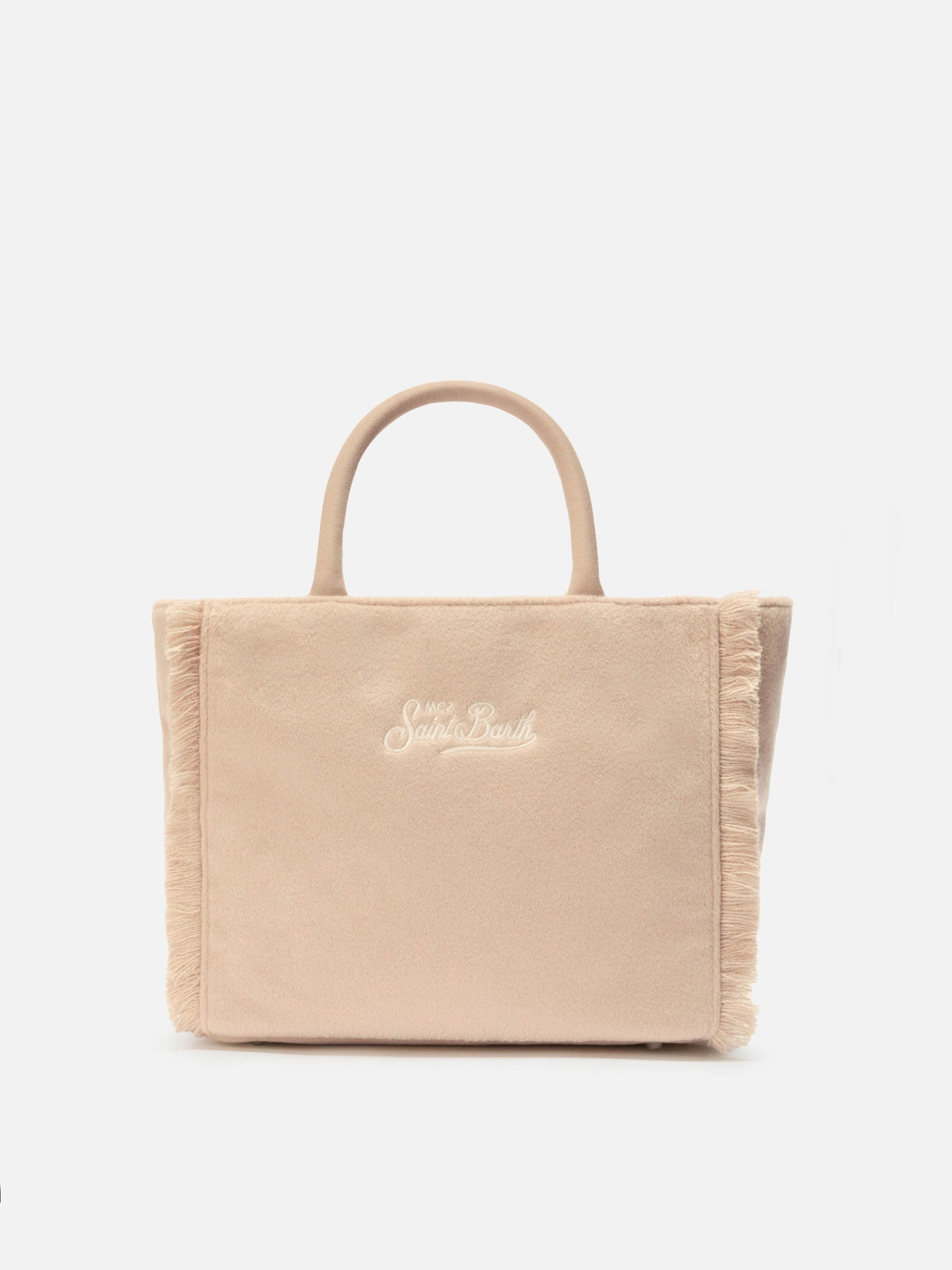 Colette Filzhandtasche aus beigem Wollmischgewebe