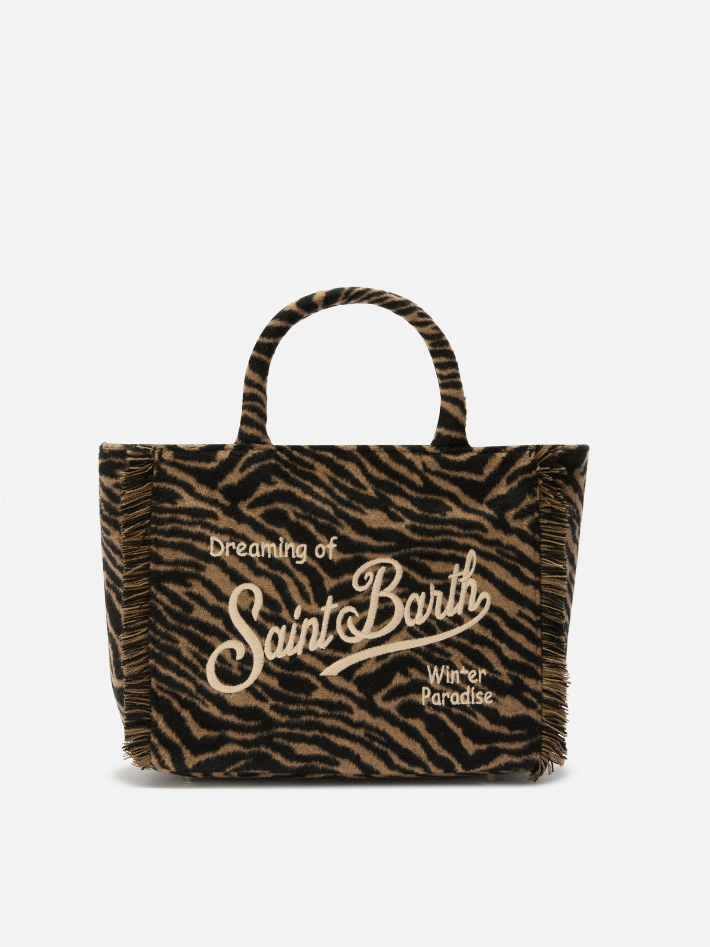 Colette Filzhandtasche aus Wollmischung mit Zebramuster.