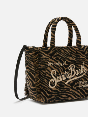 Colette Filzhandtasche aus Wollmischung mit Zebramuster.