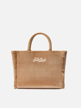 Colette Samthandtasche aus beigefarbenem Samt