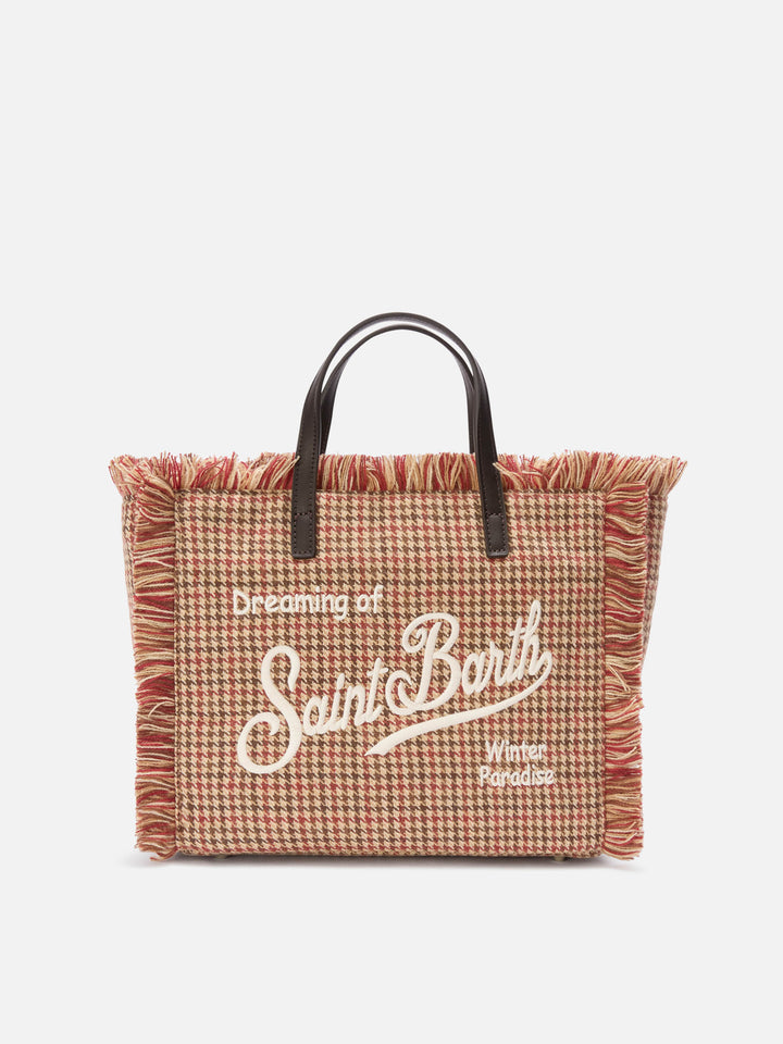 Beige Tasche aus Colette Wolle mit Hahnentrittmuster 