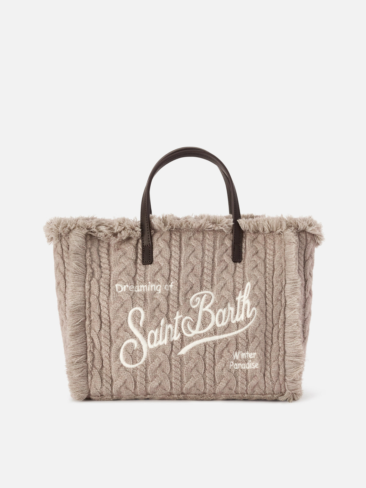 Sac Colette gris au design en maille torsadée 