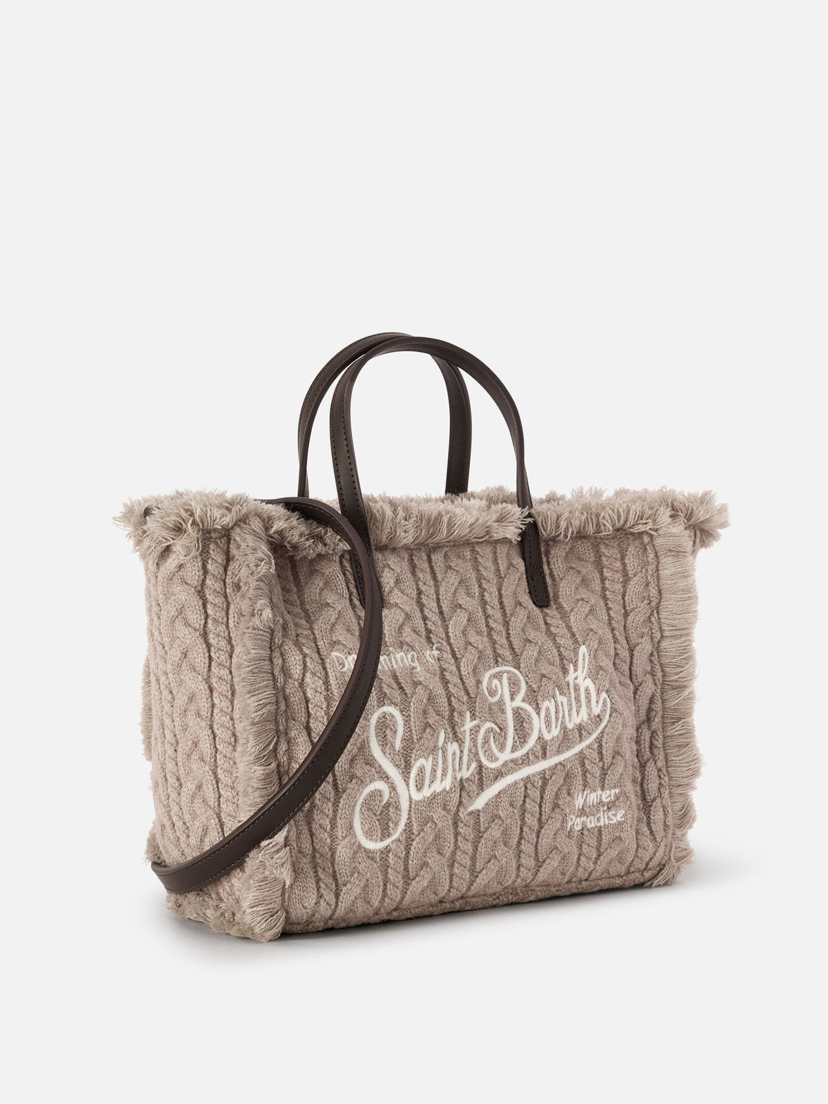 Sac Colette gris au design en maille torsadée 