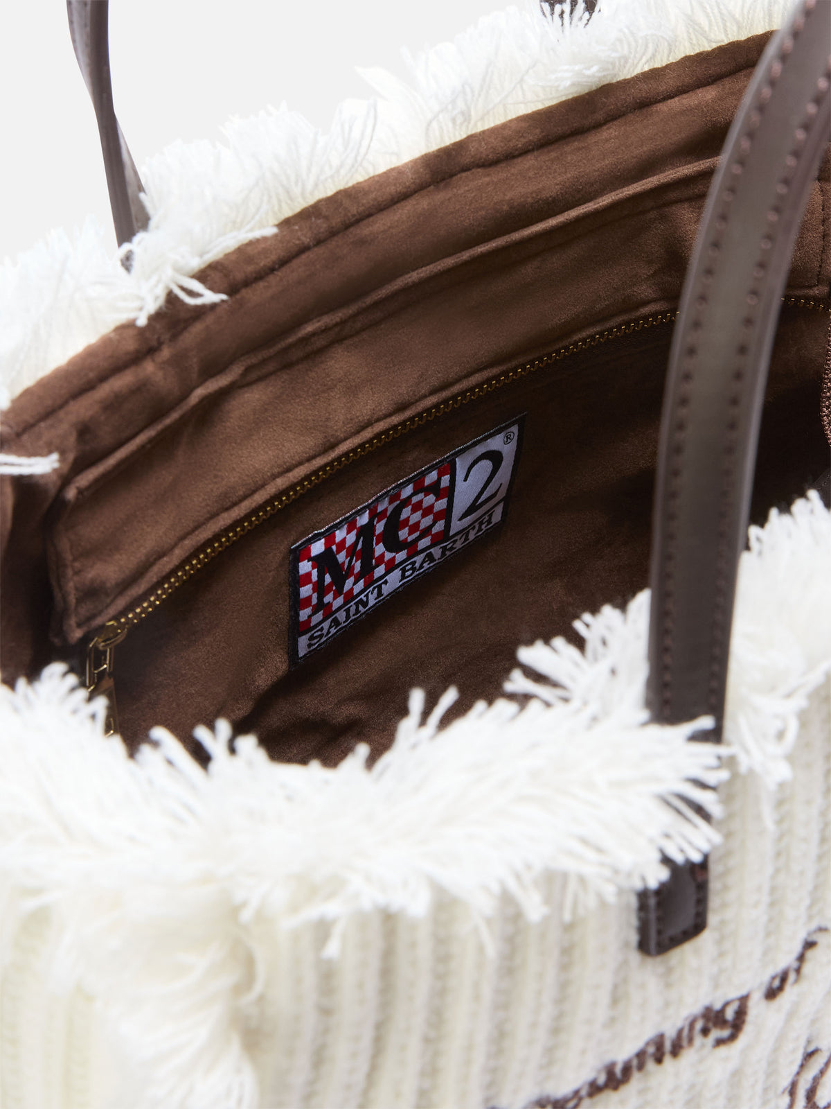 Offwhite-Tasche Colette mit geripptem Strickdesign 