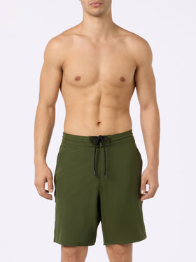 Military green long stretch Comfort Surf swim shorts - MC2 Saint Barth