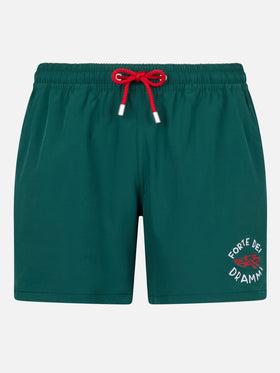 Klassische Stretch-Komfort-Badeshorts mit Forte dei Drammi-Stickerei | INSULTI LUMINOSI SPECIAL EDITION