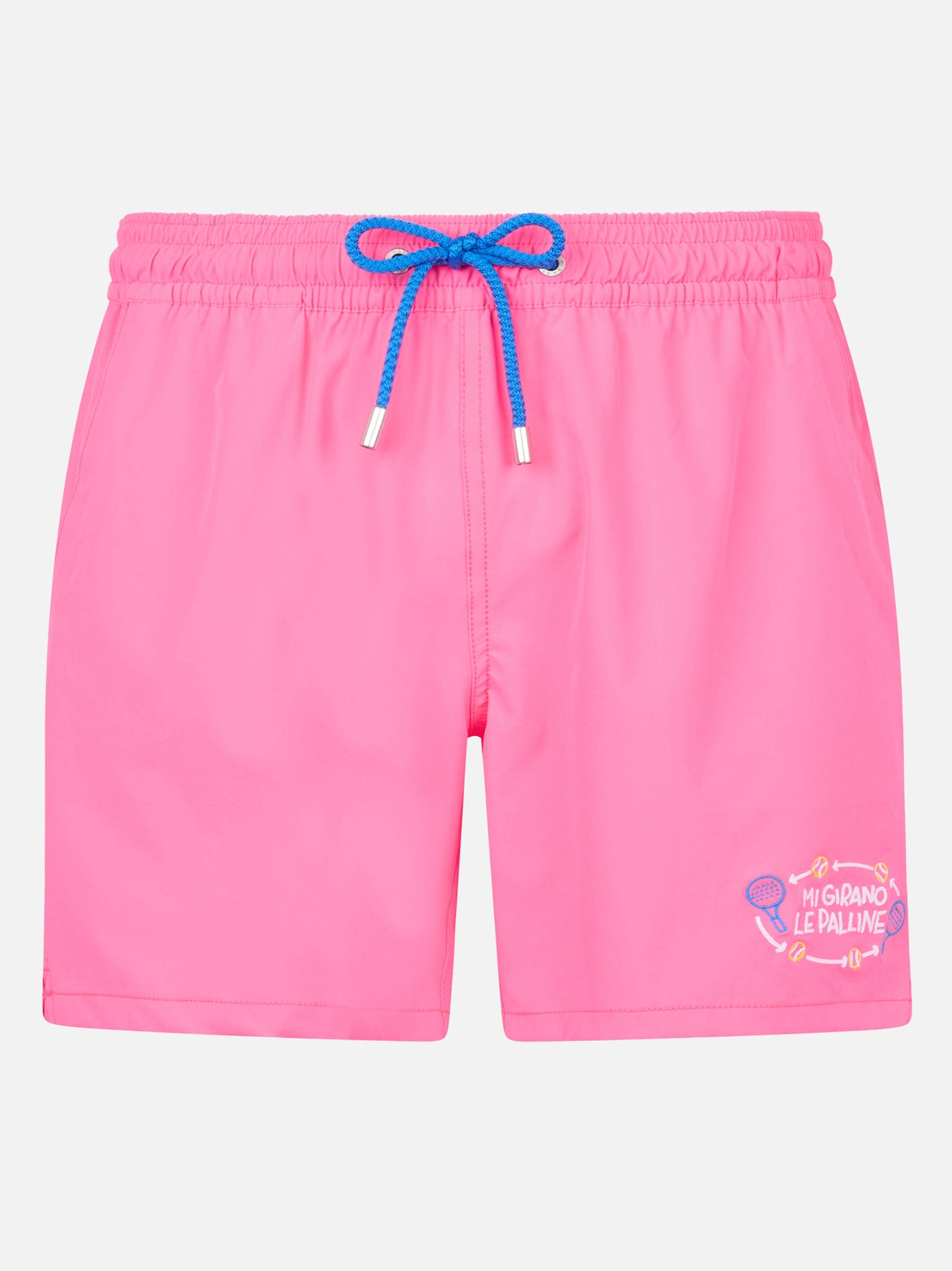 Klassische Stretch-Komfort-Badeshorts mit Mi girano le palline-Stickerei | INSULTI LUMINOSI SPECIAL EDITION