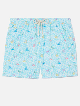Comfort Light classic stretch swim shorts with crabs print