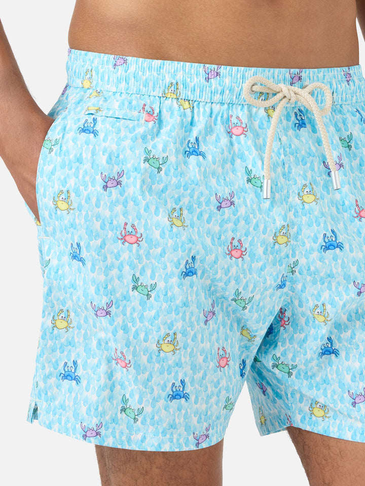Bañador short clásico elástico Comfort Light con estampado de cangrejos 