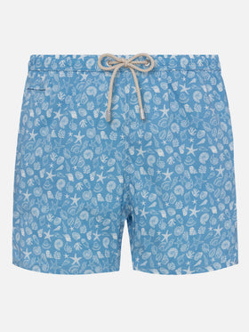 Comfort Light swim shorts with tropical shell print - MC2 Saint Barth
