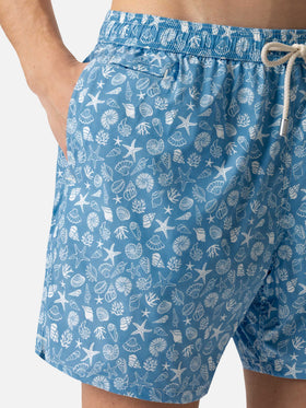 Comfort Light swim shorts with tropical shell print - MC2 Saint Barth
