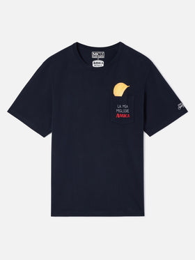 Connor t-shirt in navy blue with Amica Chips patch pocket