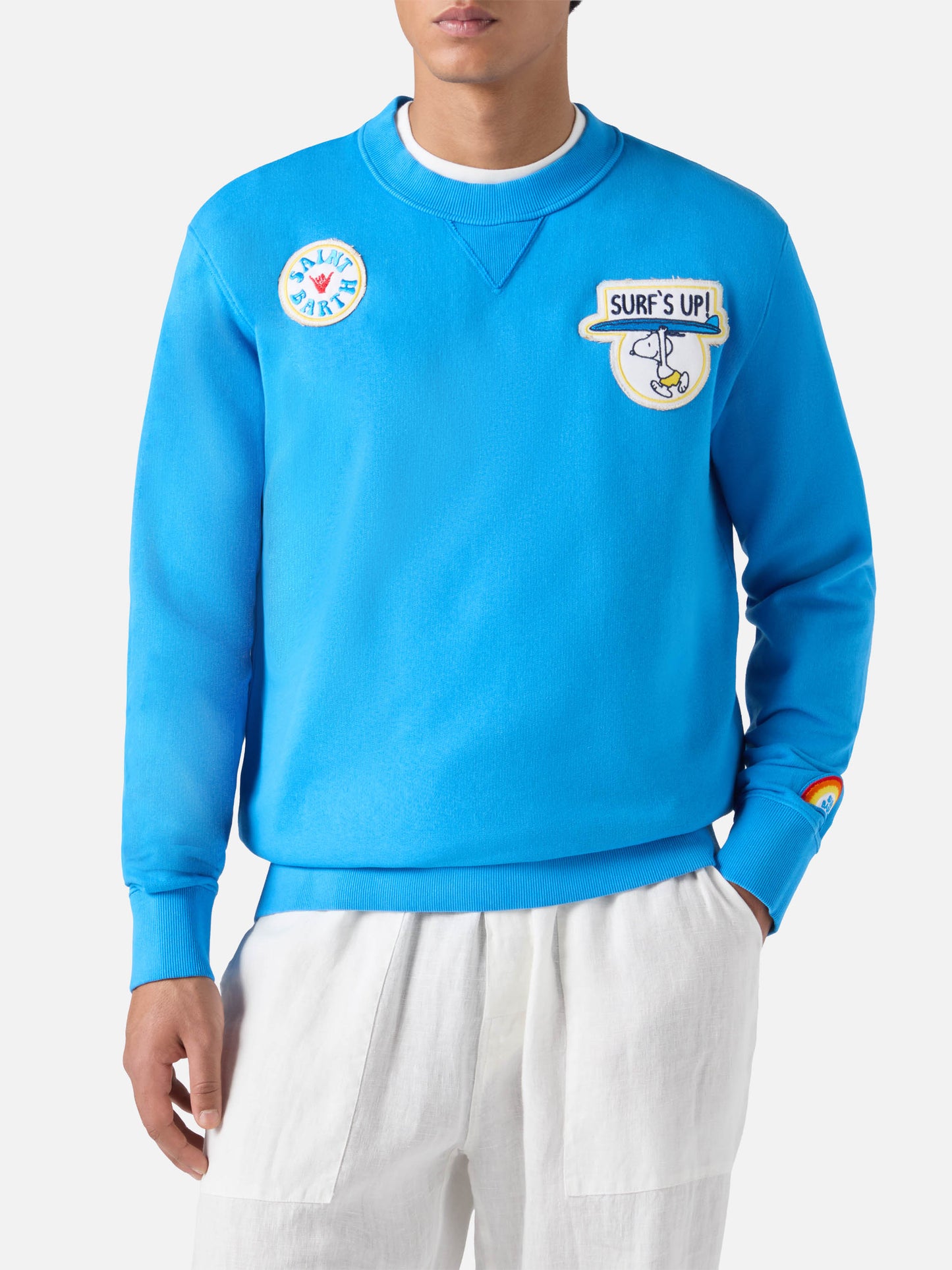 Man crewneck cotton fleece sweatshirt Cooper with embroidery