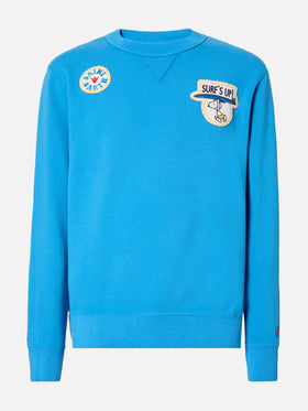 Man crewneck cotton fleece sweatshirt Cooper with embroidery