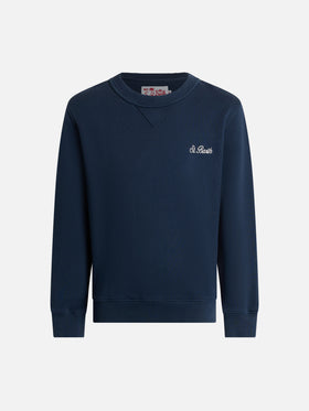 Boy crewneck cotton fleece sweatshirt Cooper Jr with embroidery - MC2 Saint Barth