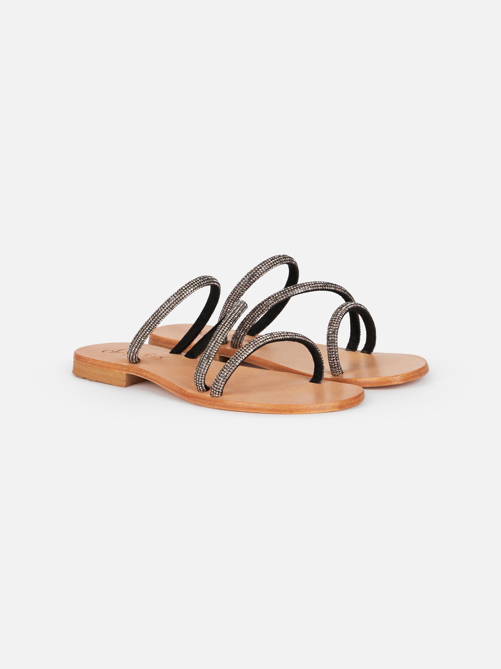 Flat sandals Cora with black rhinestones - MC2 Saint Barth