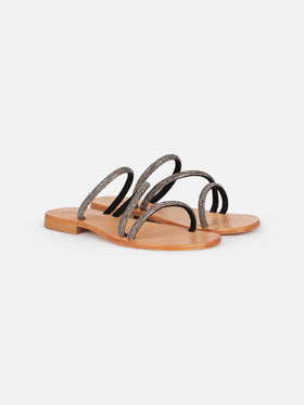 Flat sandals Cora with black rhinestones - MC2 Saint Barth