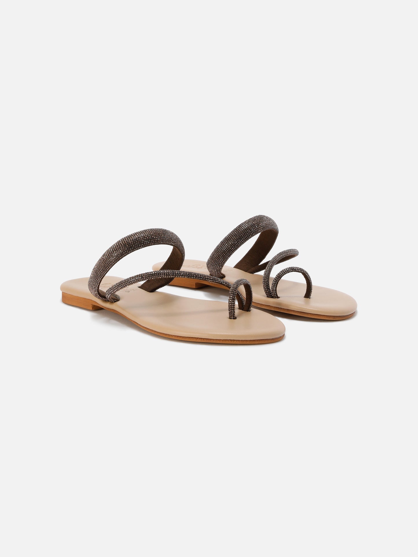Sandales anneau Cora avec strass marron 