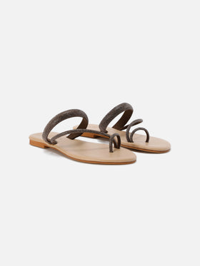 Sandales anneau Cora avec strass marron 