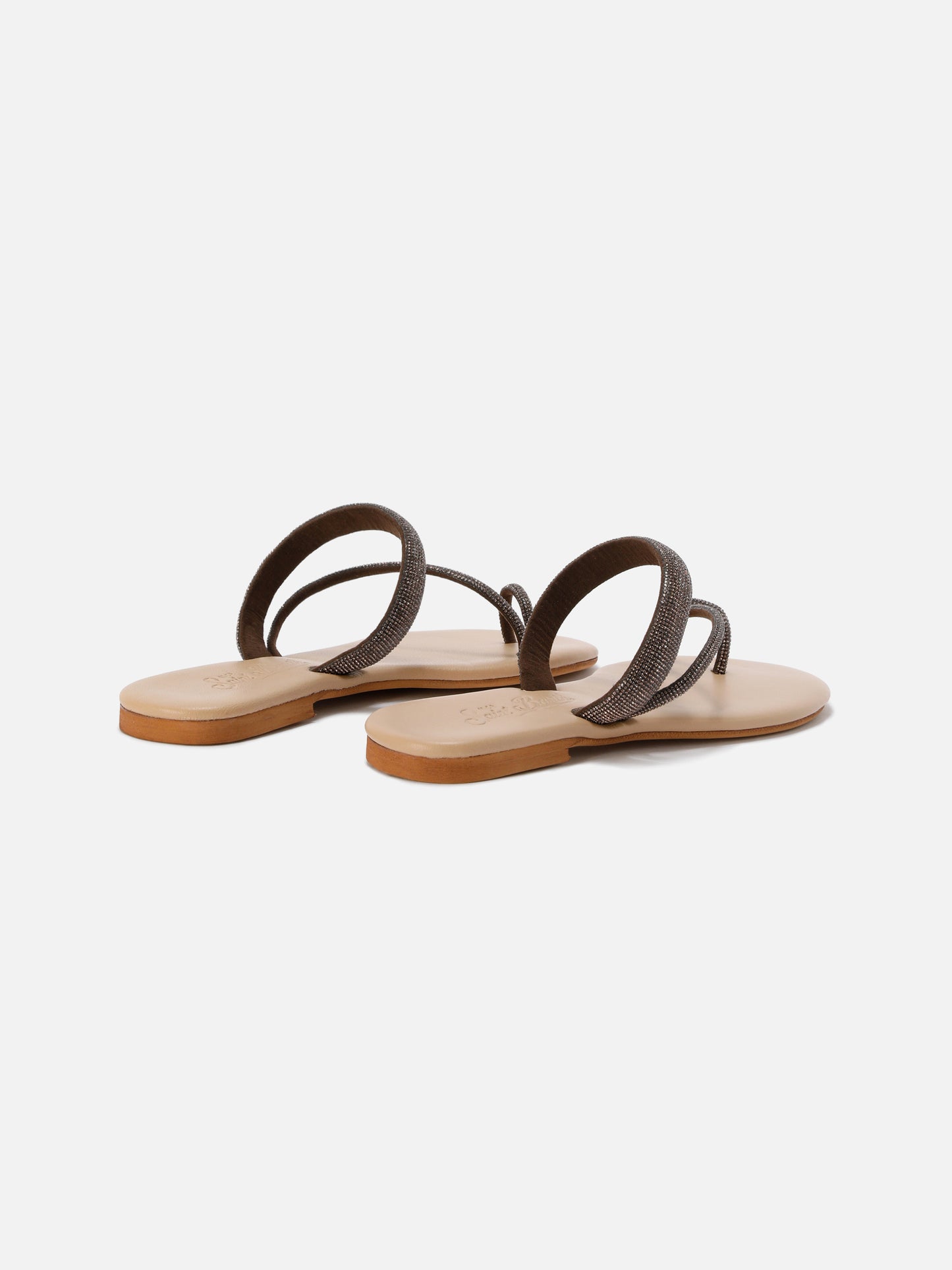 Sandales anneau Cora avec strass marron 