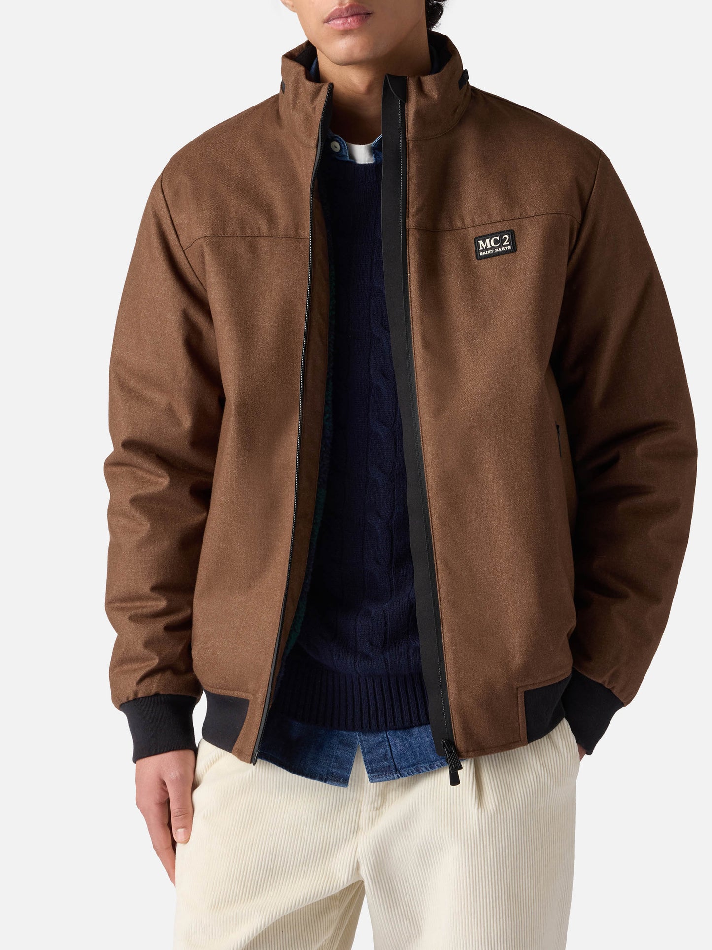 Wollige braune Bomberjacke Country mit Teddyfutter