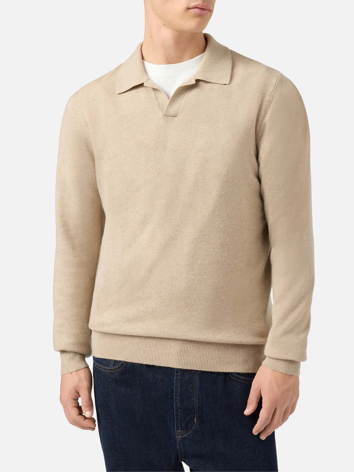 Covent Kaschmir-Strickpolo in Beige