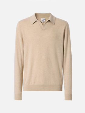 Covent Kaschmir-Strickpolo in Beige