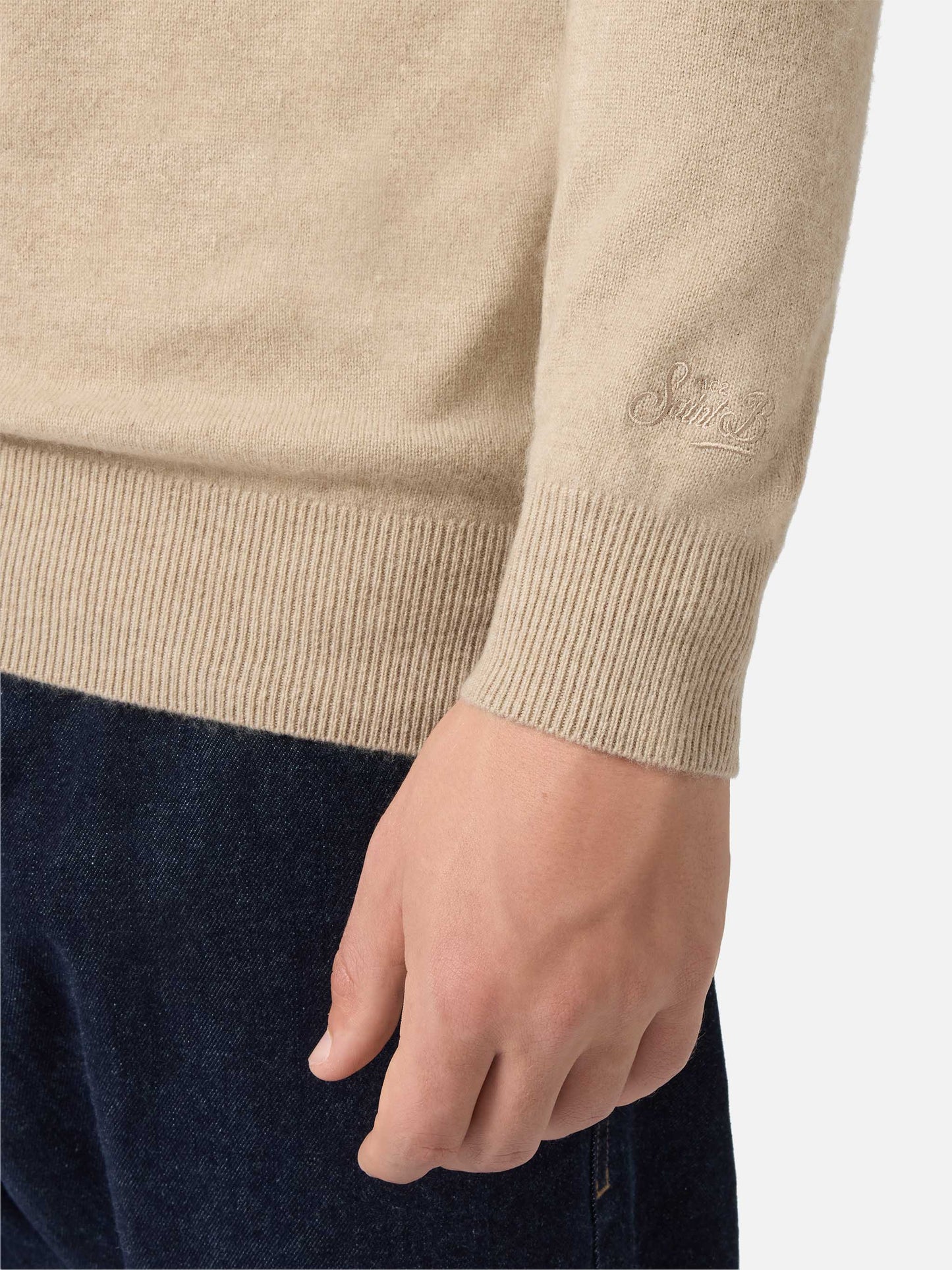 Covent Kaschmir-Strickpolo in Beige