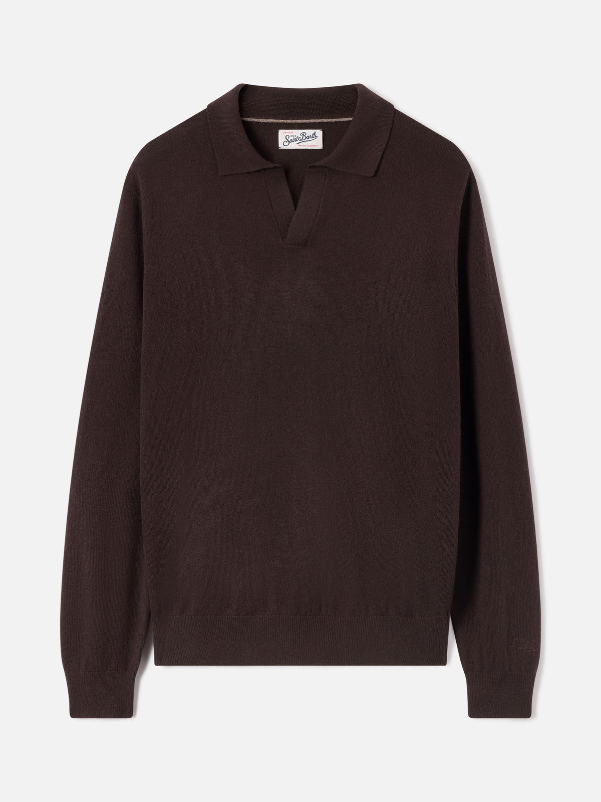 Brown Covent merino wool and cashmere blend polo