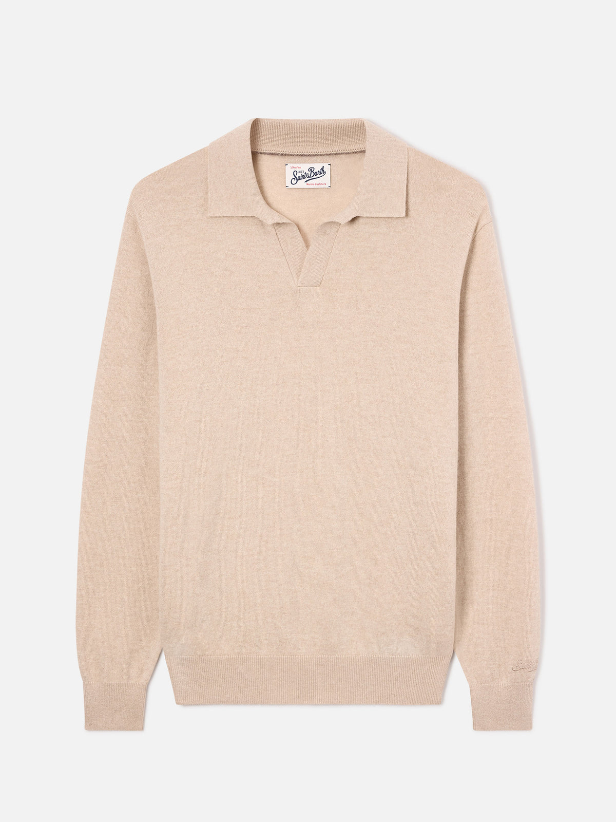 Polo beige de mezcla de lana merino y cachemira Covent 