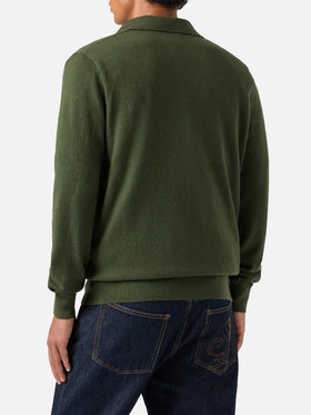 Poloshirt aus einer Merinowoll- und Kaschmirmischung in Military Green Covent 