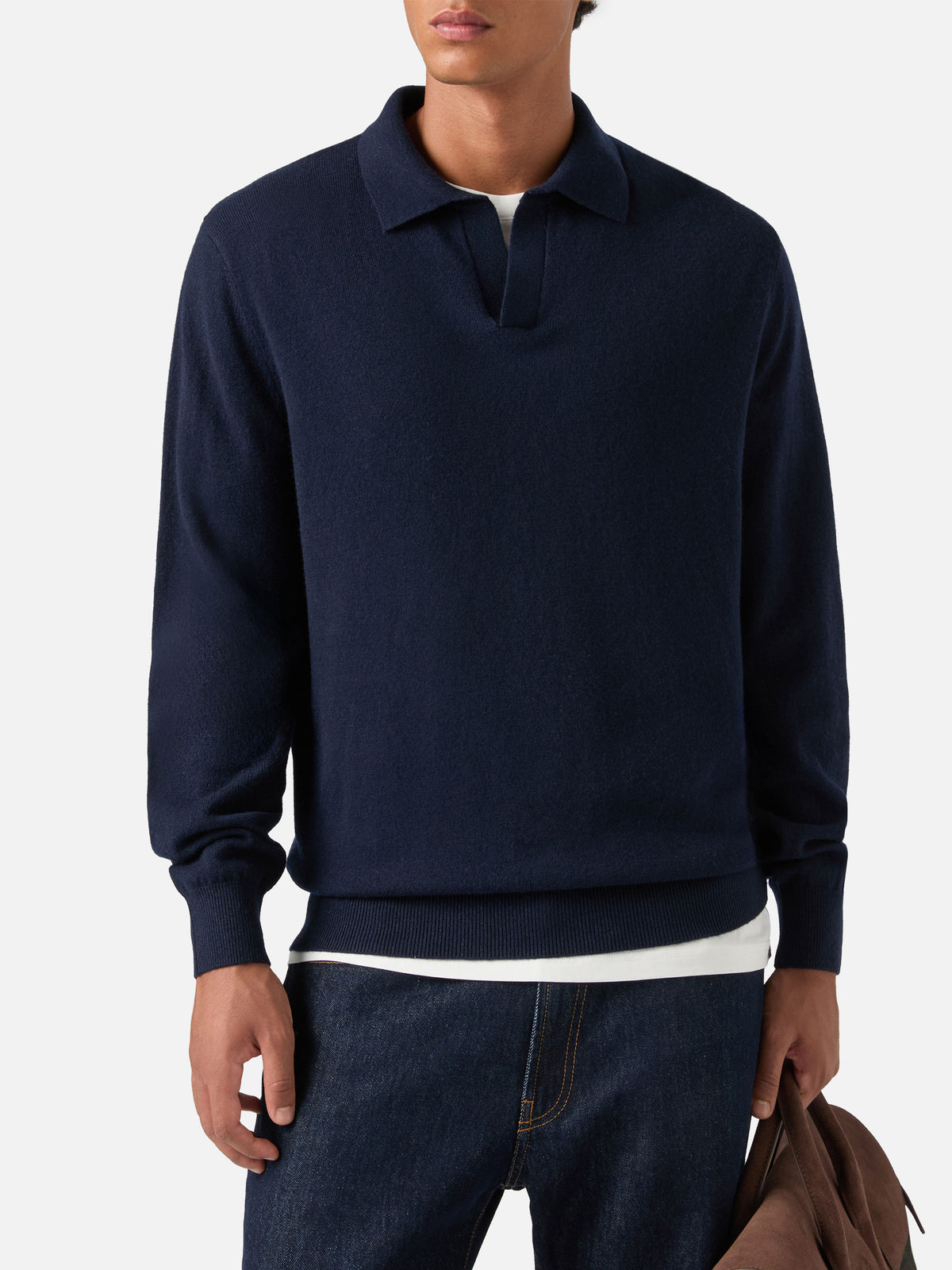 Polo de mezcla de lana merino y cachemira Navy blue Covent 