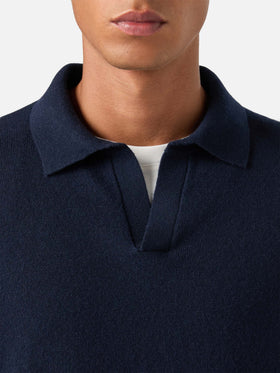 Polo de mezcla de lana merino y cachemira Navy blue Covent 