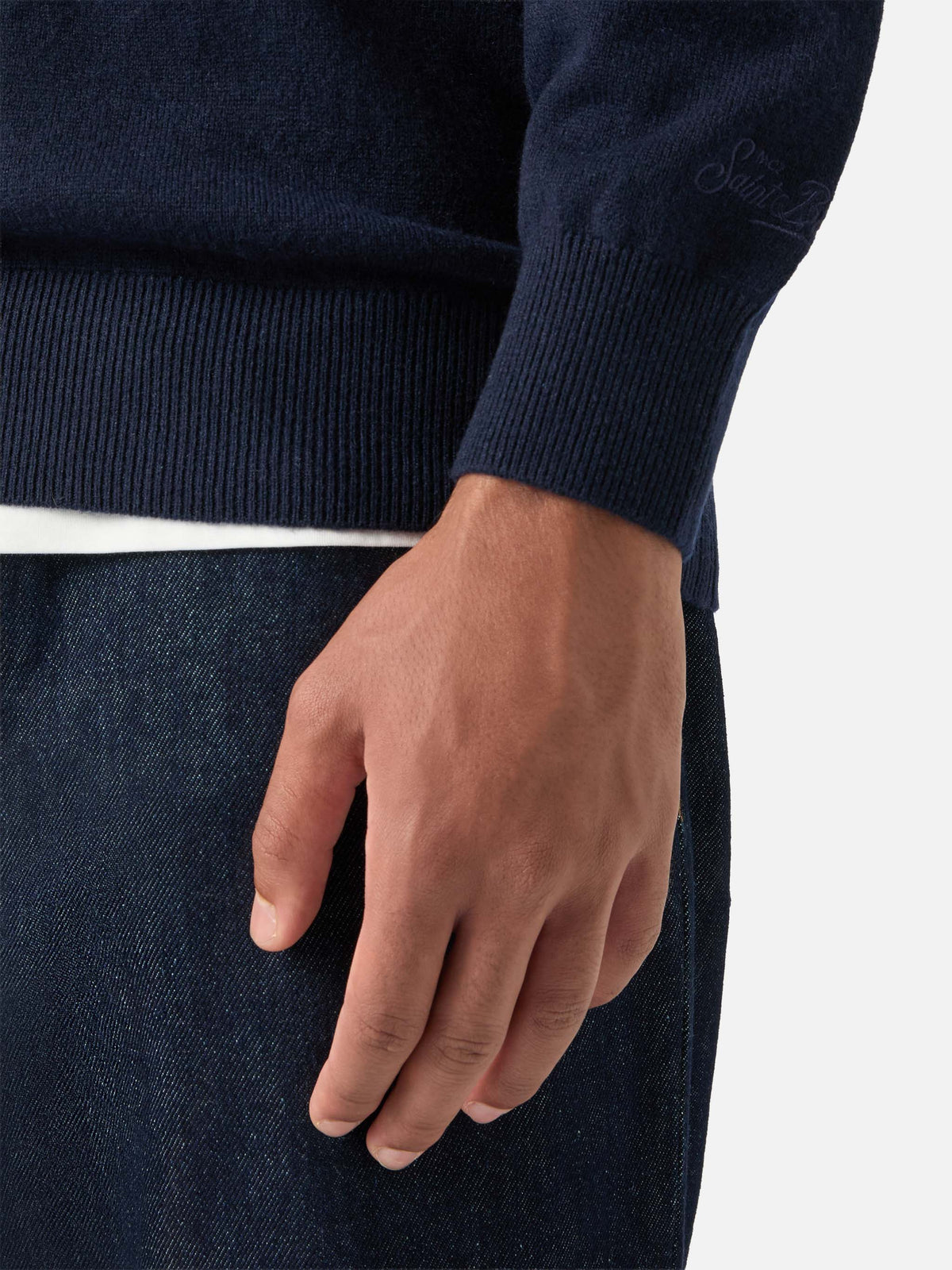 Polo de mezcla de lana merino y cachemira Navy blue Covent 