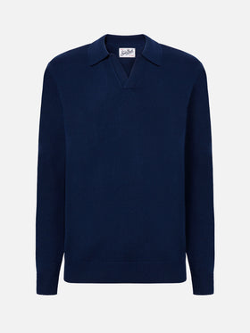 Marineblaues Polohemd aus reiner Wolle von Covent