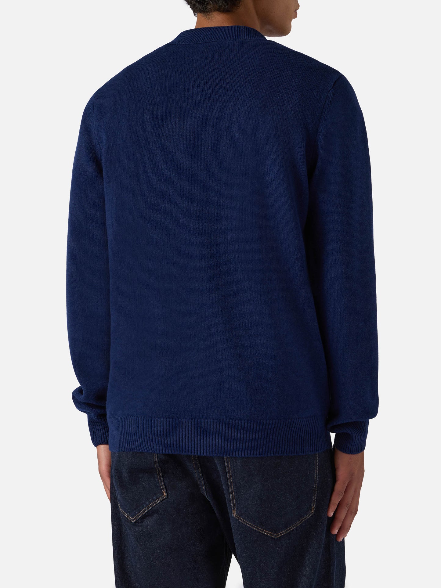 Marineblaues Polohemd aus reiner Wolle von Covent