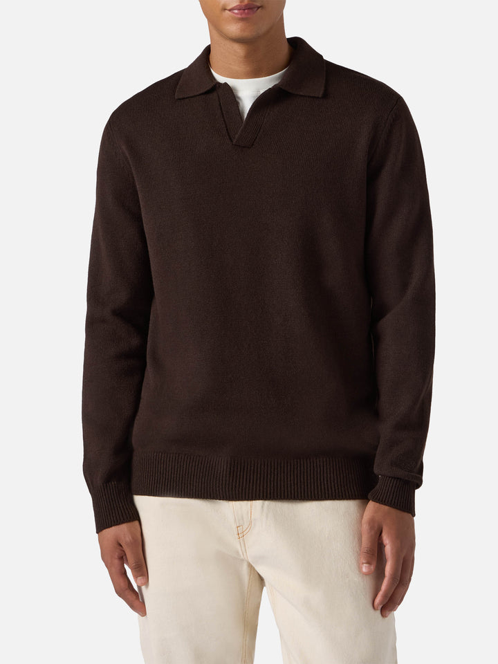 Braunes Strickpolo aus reiner Wolle von Covent