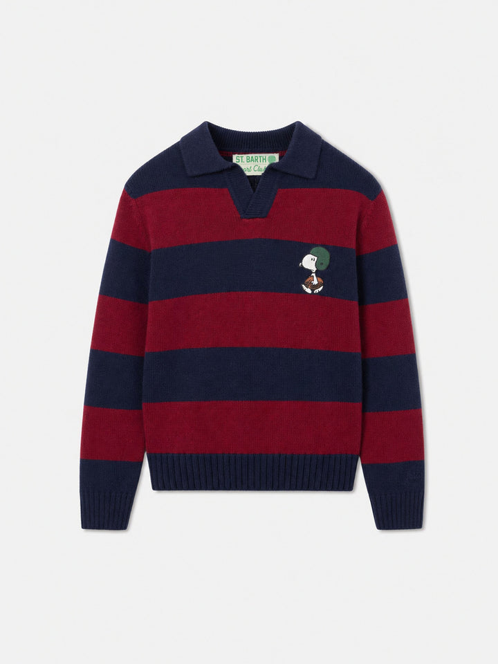Blue and red Covent Jr striped polo sweater with Snoopy | Special edition