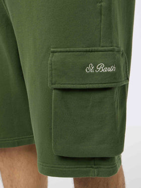 Man military green cargo short pants Cargy - MC2 Saint Barth