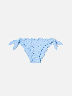 Cric hellblaue Sangallo-Badehose mit floraler Stickerei 