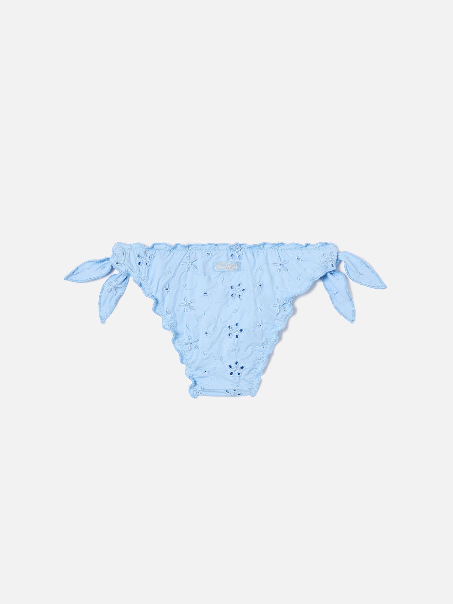 Cric hellblaue Sangallo-Badehose mit floraler Stickerei 