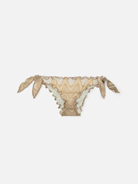 Slip de bain raschel ton or Cric avec motif vagues 