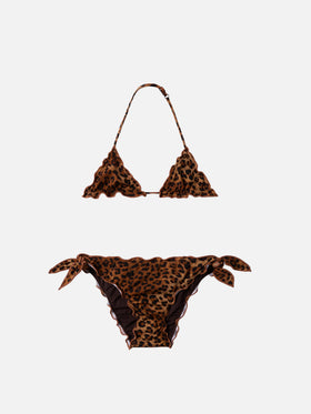 Bikini Cris in tessuto elasticizzato con stampa leopardata